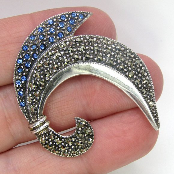 Vintage Brooch Lot Sterling Silver Marcasite Lot of 3 - Picture 2 of 5